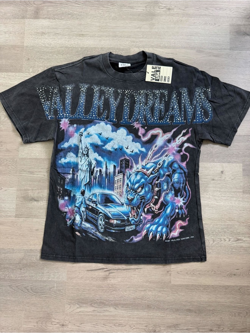 Men’s Black Graphic Tee with Blue Panther Artwork